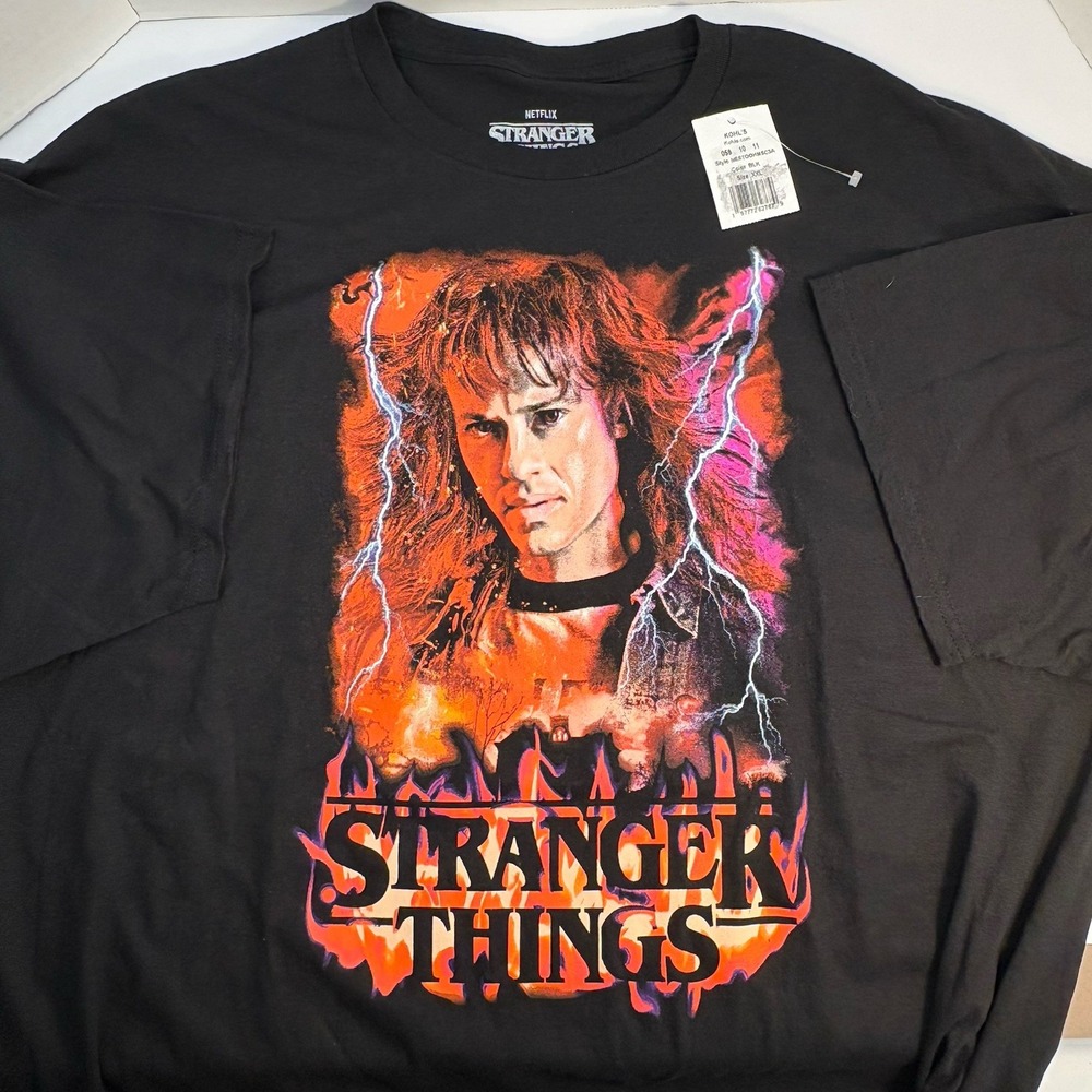 Netflix Stranger Things Eddie Munson Graphic T-Shirt Black Cotton Mens XXL NWT